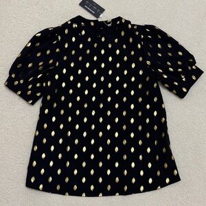 Avanova Short Sleeve Black Top with Gold Accents